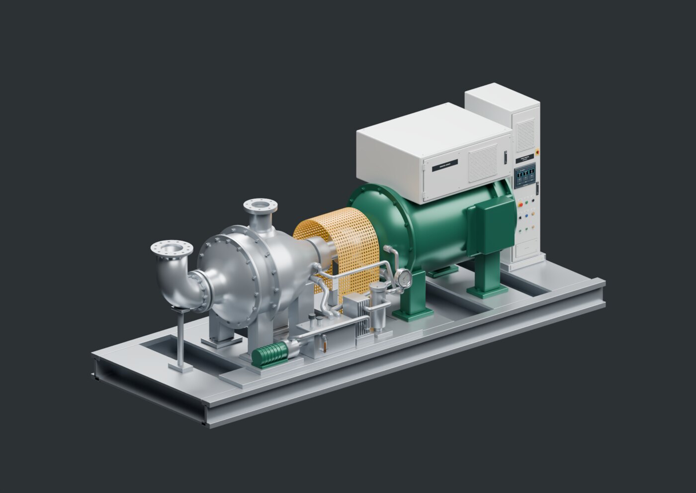 ORC turbine and generator set in its hall