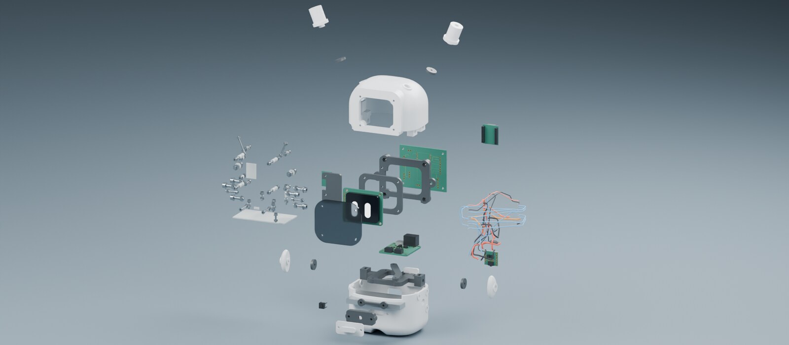 DC-01 parts separated to explain the construction