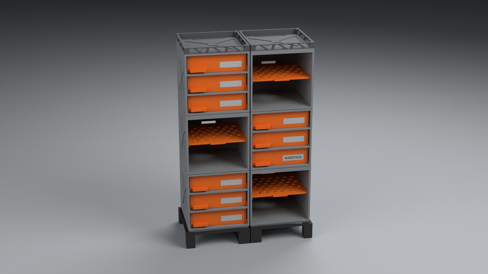Nodestack 2×3 three-tier tower configuration in studio view