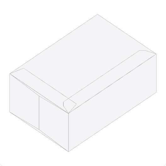The generated tuck blank at 100% fold progress in the actual WebGL preview