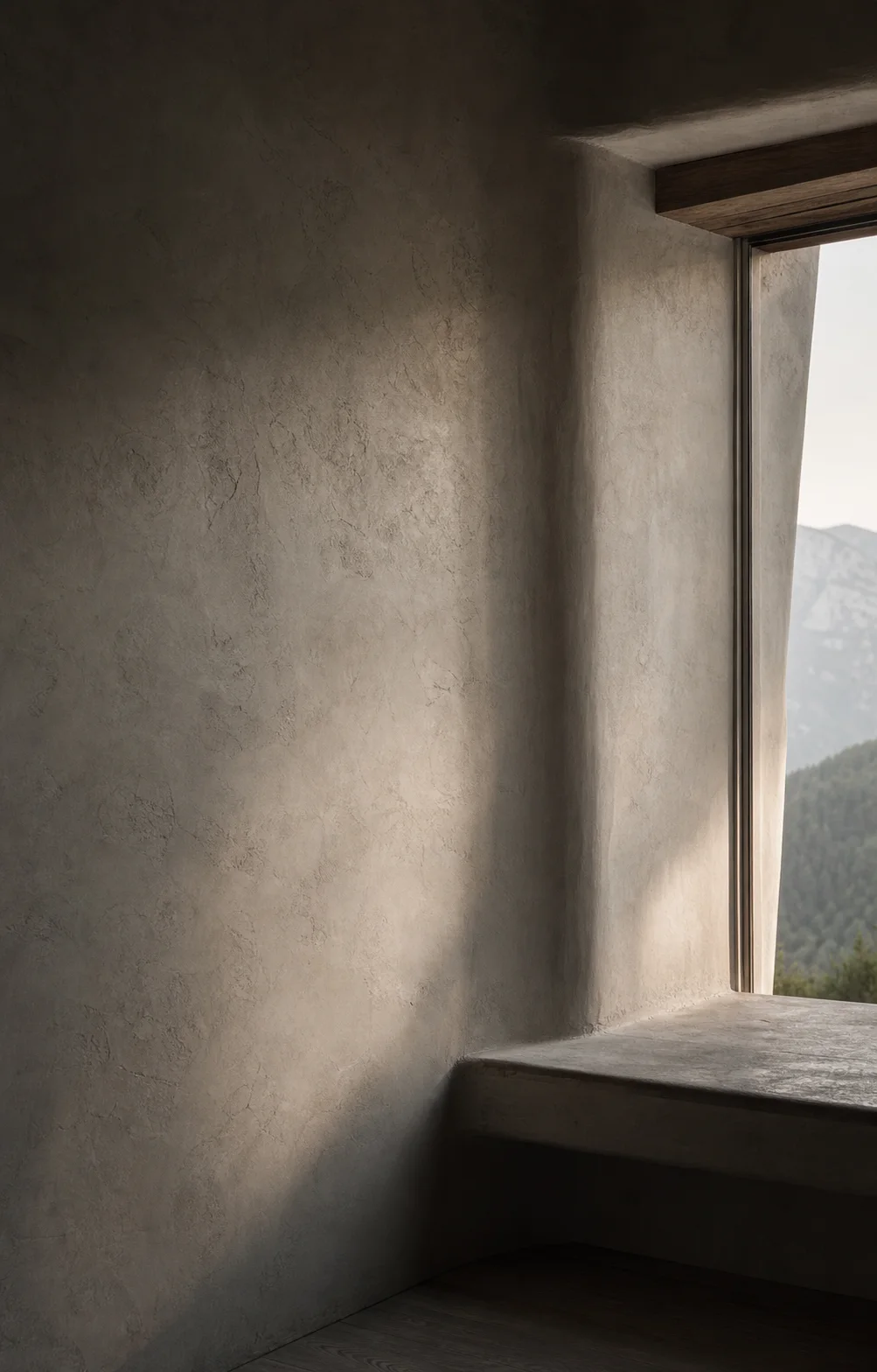 Soft mineral plaster in morning light