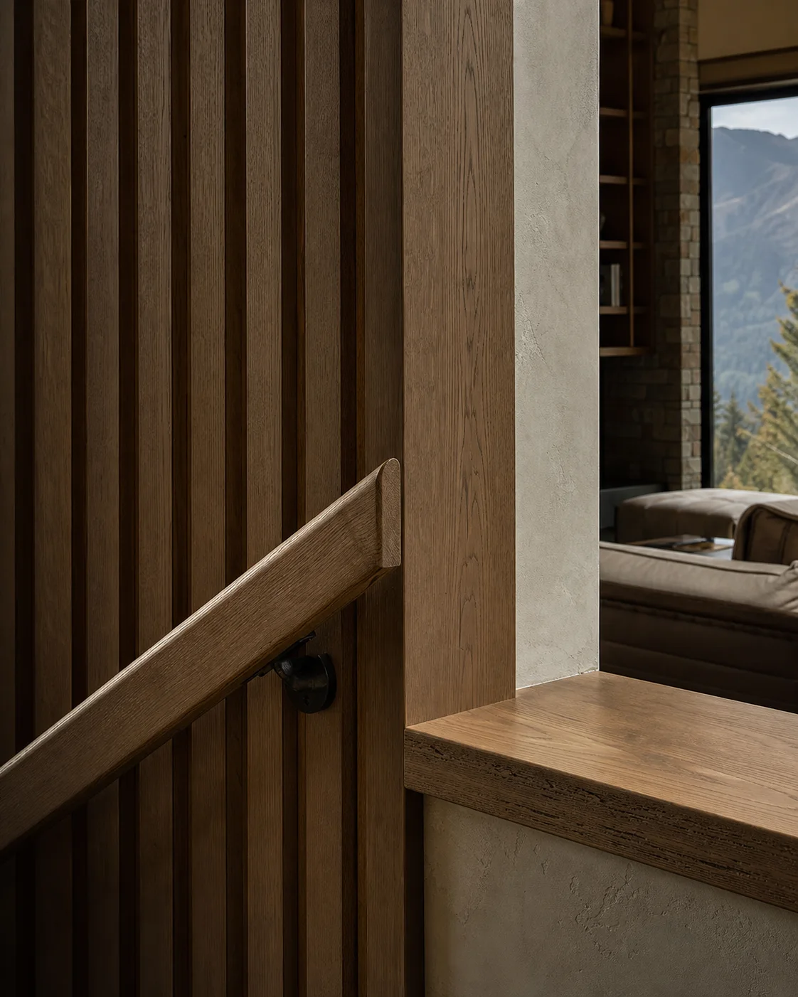 Warm vertical timber detail