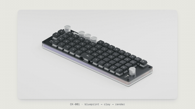 DESIGN:OS 3D Blender: 30-second promo, models moving from blueprint lines to clay to the final render