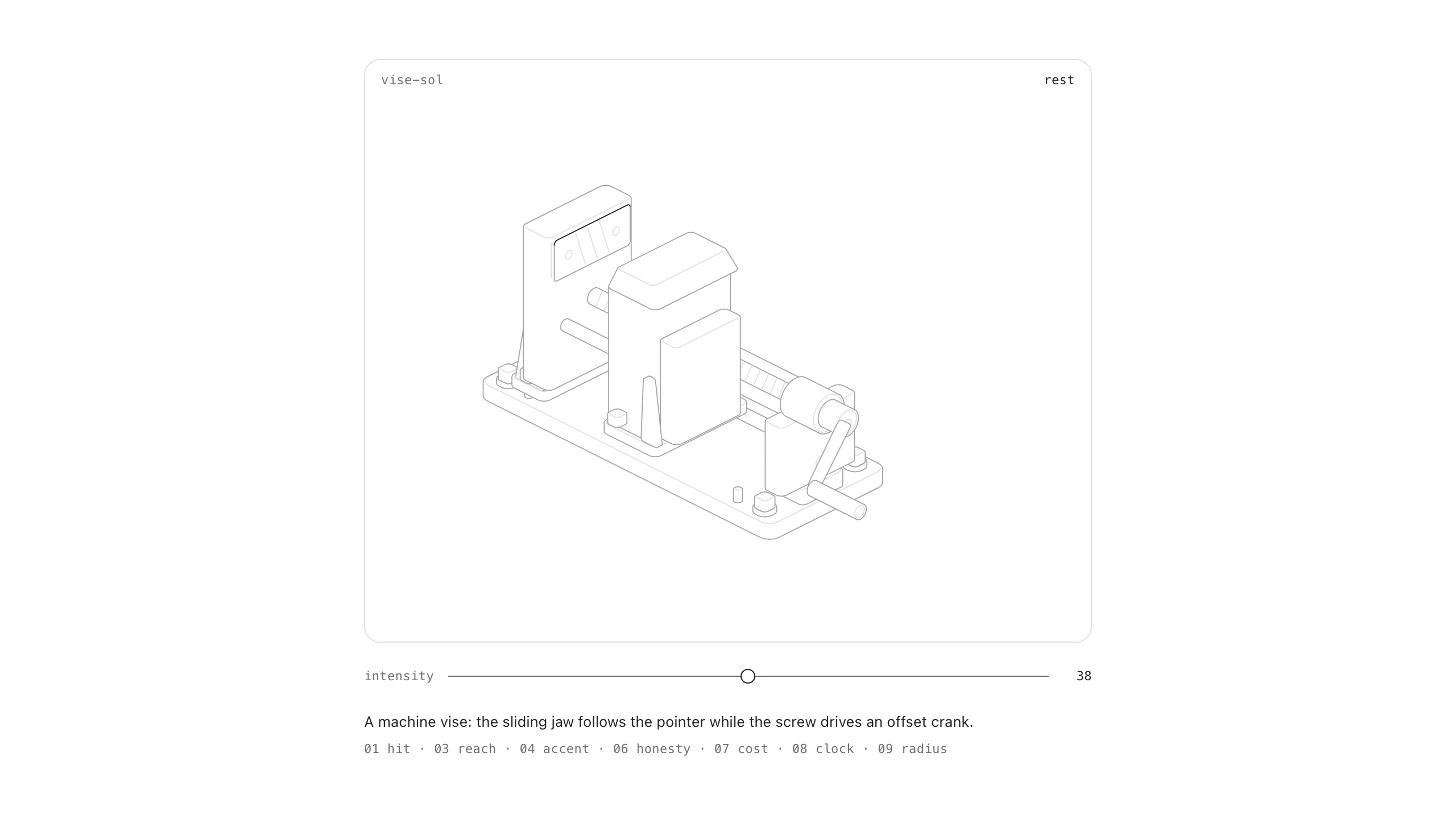 Machine Vise benchmark with constrained lead screw and sliding jaw