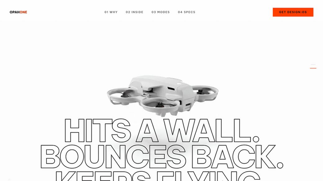 First frame of the OPAH ONE recording: scroll-scrub drone product page
